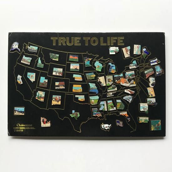 vintage miscellaneous enamel pins set usa map