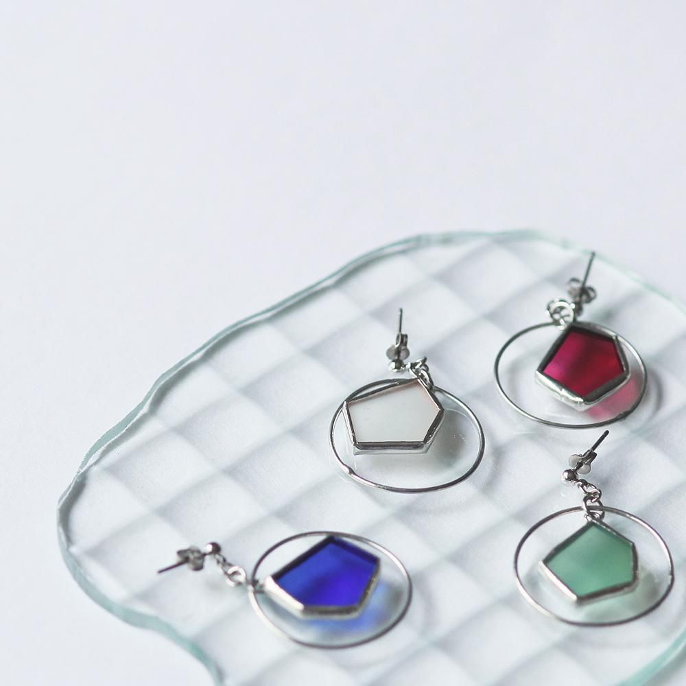 ステンドグラス カケラ フープピアス