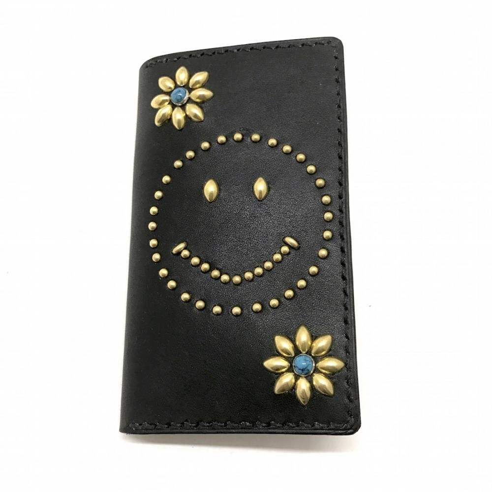 Antique Dyed Leather Iphone Case Book Flip Card Holder Case Smile 手染めレザー 手帳型アイフォーンケース