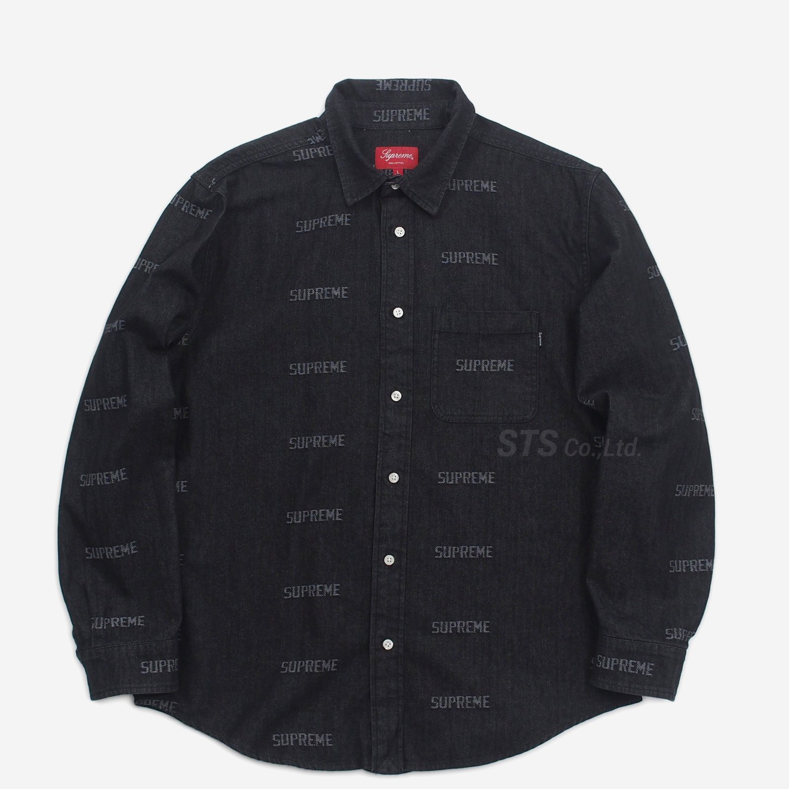 supreme logo denim shirt