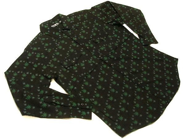Dragonfly Marijuana Leaf Western Shirt - Cafe de Zion online shop カフェドザイオン・オンラインショップ