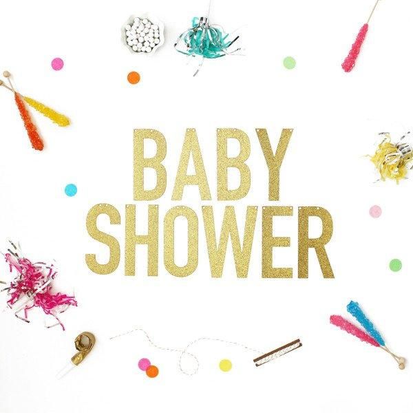 alexis mattox design baby shower ゴールドグリッター バナー ラメ