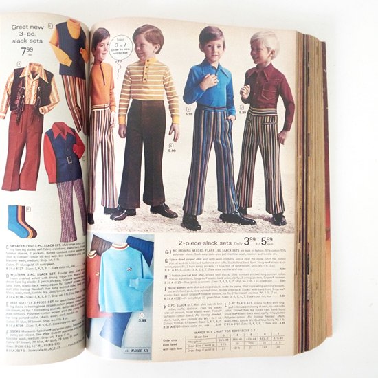 ヴィンテージブック：Montgomery Ward の1971年の秋冬シーズンのカタログ ：アパレルを中心に家庭用品から工具までといった、幅広いジャンルのアイテムが写真やイラストにより閲覧のできる内容