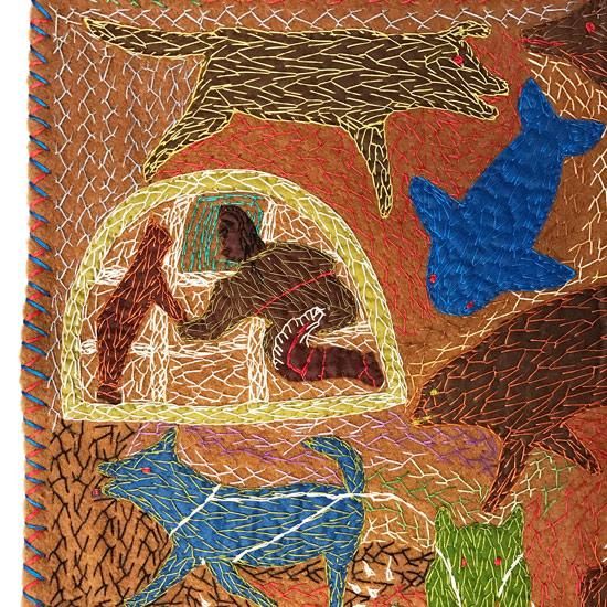 Vintage Eskimo Art: Felt Wool Tapestry - Swimsuit Department
