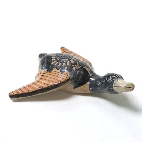  メキシコのトナラで作られた古い陶器の鳥のオブジェ 