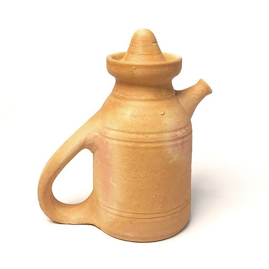  ヨーロッパの陶器 : 蓋付き素焼きのベース(小)  