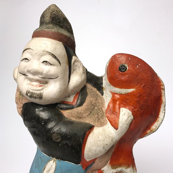Vintage Japanese Folk Art: 鯛恵比寿(特大) / 中野土人形
