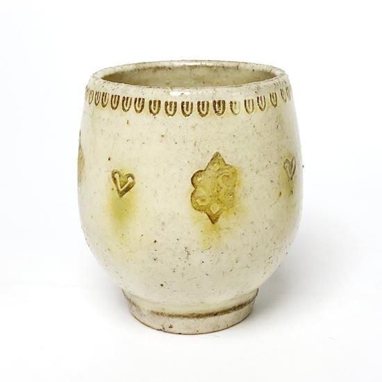 未使用】舩木研兒/船木研児/ぐい呑み Vintage Japanese Folk Art: 白釉