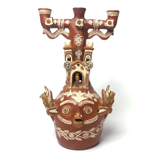 1970年代ペルーで作られた陶器の大きなキャンドルホルダー