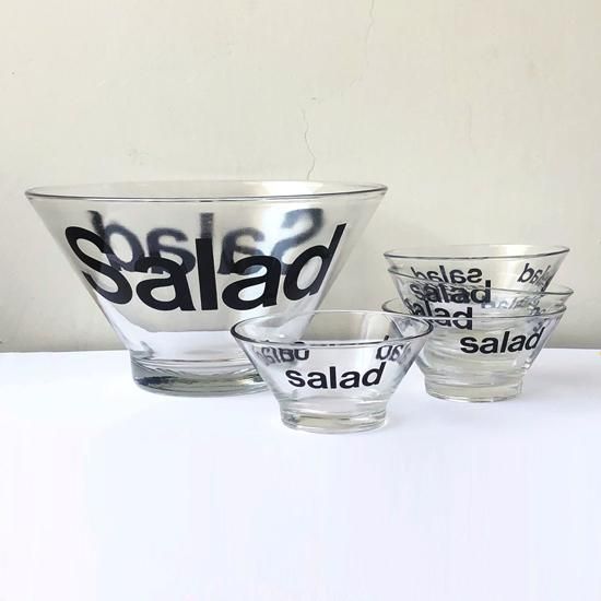 Vintage Glass Salad Bowl Set 5pieces