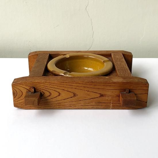 木曽檜　桧　灰皿 Wakao Toshisada 若尾利貞, Gray Shino Round Plate -Reeds- 丸
