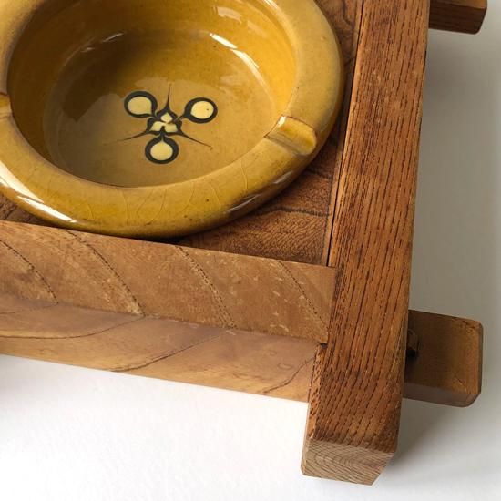 Vintage Japanese Folk Art: 木枠灰皿 / 湯町窯