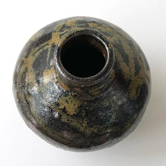 Vintage Japanese Folk Art: 黒釉花器 / 小鹿田焼