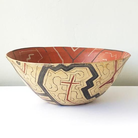 シピポ族 ／ツボ／シピボ族／Shipibo Pottery Bowl Vintage Folk Art: Shipibo Pottery Large Bowl
