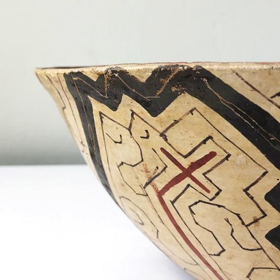 Vintage Folk Art: Shipibo Pottery Large Bowl