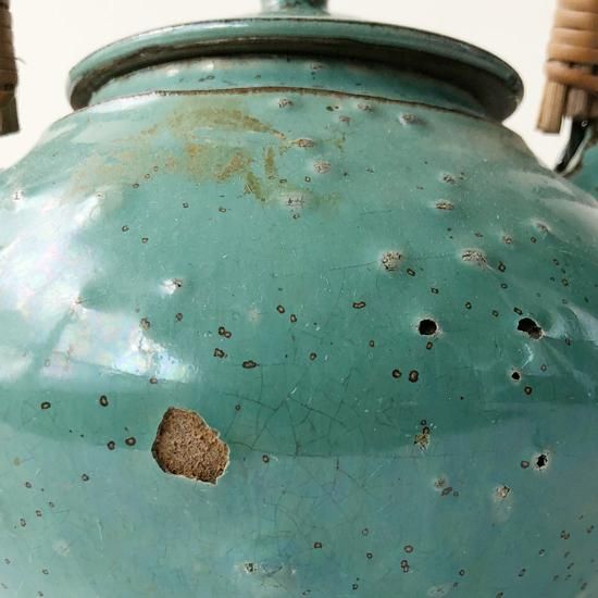 小鹿田焼 横縞櫛目緑釉打掛蓋付壺 29cm 未使用美品 民藝 Vintage Japanese Folk Art: 青釉土瓶 / 小鹿田焼 - Swimsuit