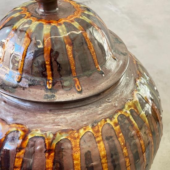 Vintage Japanese Folk Art: 流釉蓋壷 / 小鹿田焼 - Swimsuit