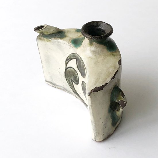  沖縄県の焼物 壺屋焼 の古い抱瓶(だちびん) 