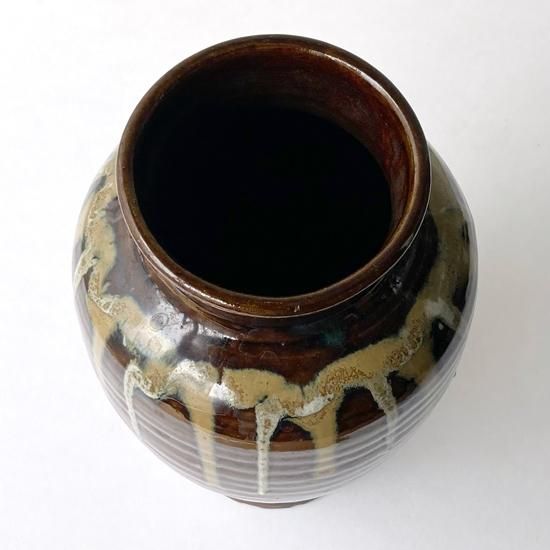 Vintage Japanese Folk Art: 飴釉流掛花入 / 小鹿田焼 - Swimsuit