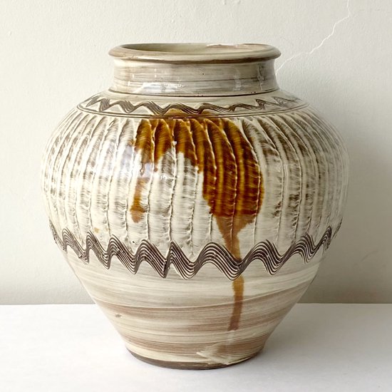 大分県の民窯 小鹿田焼 の大きな花瓶の古作