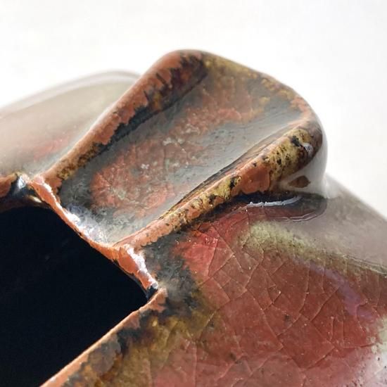 Vintage Japanese Folk Art: 辰砂釉灰落 / 森山窯 / 森山窯