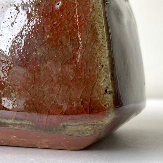 温泉津焼森山窯　森山雅夫さんの蓋物辰砂いっちん陶箱　石見焼民藝　検）武内晴二郎 温泉津焼森山窯 森山雅夫さんの蓋物辰砂いっちん陶箱 石見焼