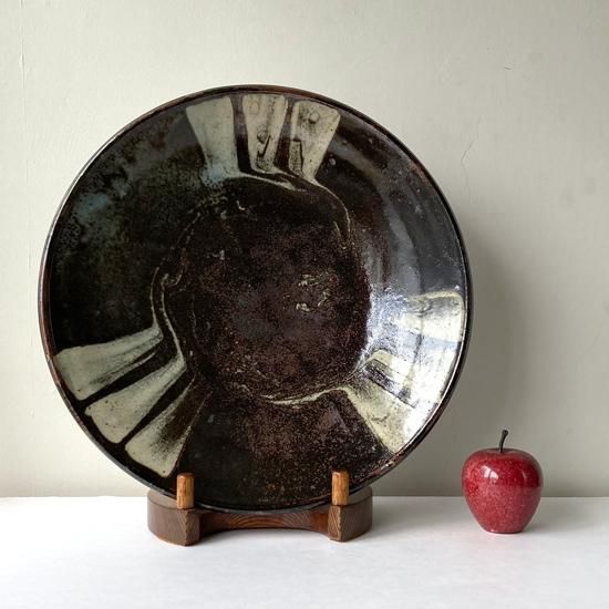 島根　森山窯　白流大皿　美品　器 Vintage Japanese Folk Art: 白流大皿(尺三寸) / 森山窯
