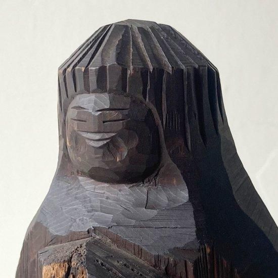 Vintage Japanese Folk Art: 木彫の仏像 (黒)