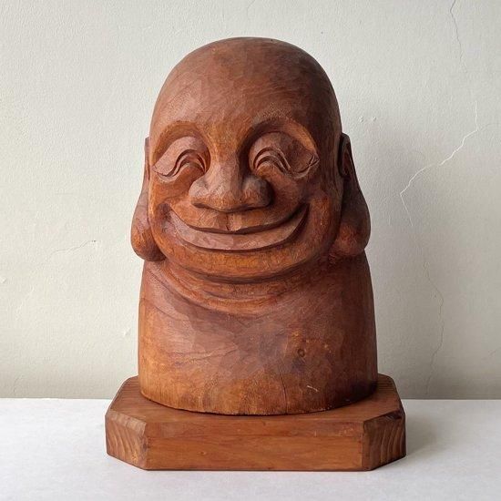 木彫 七福神 仏像 置物 骨董 アンティーク レトロ 台座付き 木彫