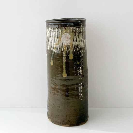 旧い小鹿田焼きの花器/花いれ Vintage Japanese Folk Art: 花入 / 小鹿田焼 (柳瀬朝夫)