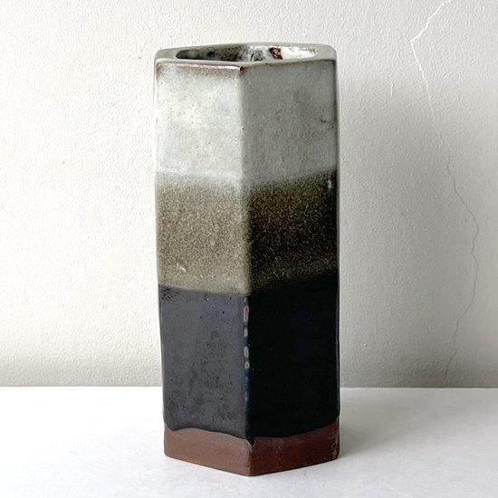 荒船焼焼き締め六角形花瓶 Vintage Japanese Folk Art: 六角花生 / 濱田庄司