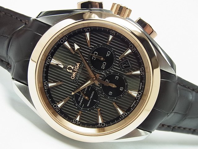 オメガ シーマスター・アクアテラクロノ RG&SS グレー 革 - 腕時計専門 