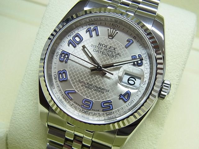ロレックス デイトジャスト 116234 シルバー・ブルーアラビア - 腕時計 