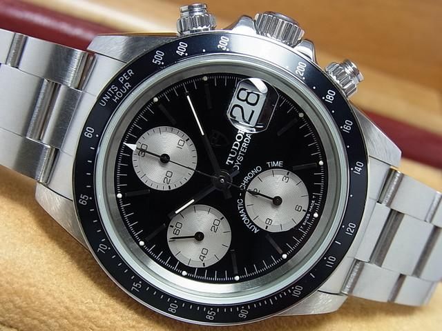 良好品】 79260 M クロノタイム tudor OH済 王冠竜頭 3連ブレス 腕時計 