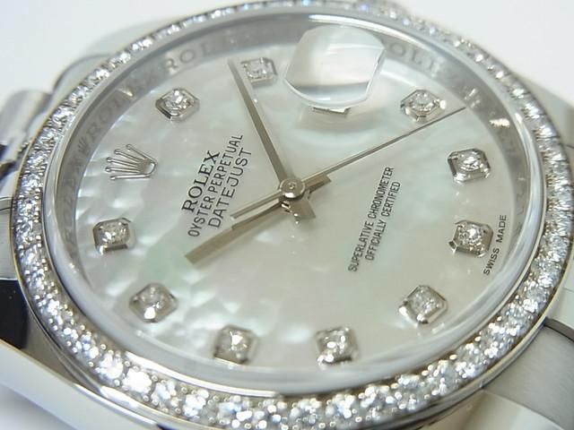 ロレックス デイトジャスト ベゼルダイヤ 116244NG ホワイト