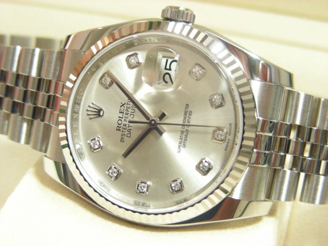 ロレックス デイトジャスト・メンズ シルバー10Pダイヤ 未使用同然 - 腕時計専門店THE-TICKEN(ティッケン) オンラインショップ