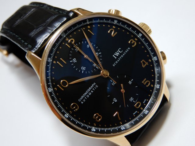 IWC ポルトギーゼ・クロノ ローズ・ゴールド 黒文字盤 正規品 - 腕時計 