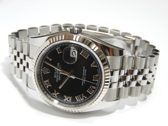 ロレックス デイトジャスト メンズ 116234 黒ローマン - 腕時計専門店 