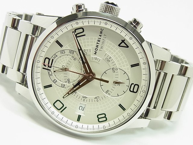モンブラン タイムウォーカー ツインフライ シルバー文字盤 - 腕時計 