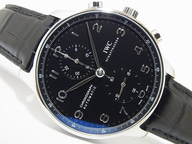 IWC レザーストラップ 黒 ポートフィノ マーク ポルトギーゼなど 中古 ポルトギーゼ・ヨットクラブ・クロノグラフにレザーストラップを
