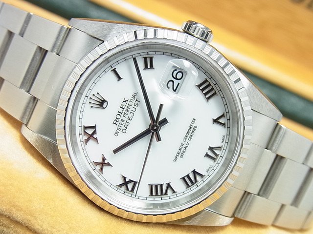 ロレックス デイトジャスト ホワイトローマ 3連 16220 P番 - 腕時計 