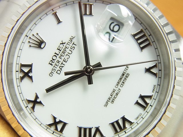 ロレックス デイトジャスト ホワイトローマ 3連 16220 P番 - 腕時計 