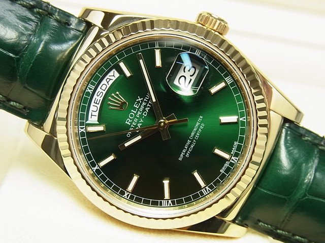 ロレックス デイデイト36 18KYG グリーン文字盤 Ref.118138 - 腕時計 