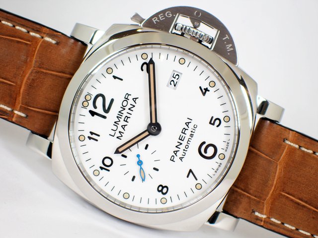 パネライ PANERAI ルミノールマリーナ1950 3デイズアッチャイオ PAM01499 ホワイト文字盤 SS/レザーストラップ 自動巻き メンズ 腕時計