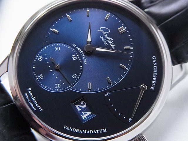 グラスヒュッテ・オリジナル パノリザーブ 40MM ブルー文字盤 - 腕時計 