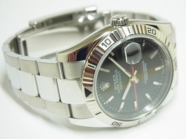 ROLEX ロレックス デイトジャスト ブレス 4コマ SS 【新品仕上げ済】 ロレックス デイトジャスト・ターノグラフ 黒 3連ブレス 116264