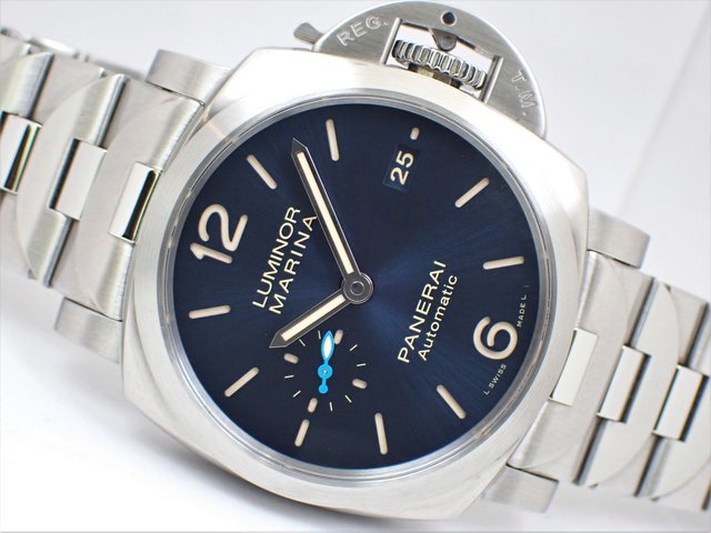 パネライ ルミノールマリーナ SSブレス 42MM ブルー PAM01028 - 腕時計 