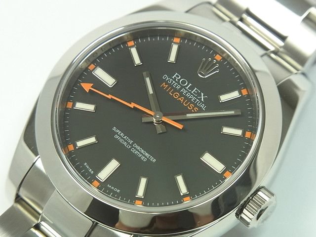 ロレックス ミルガウス ブラック文字盤 116400 V番 正規品 - 腕時計 