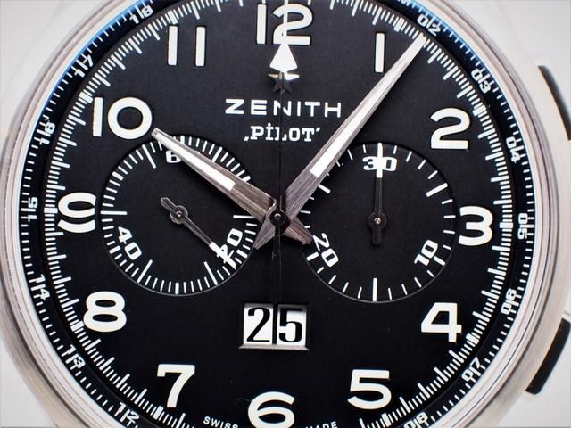 ゼニス パイロット ビッグデイト・スペシャル ブラック ブレス