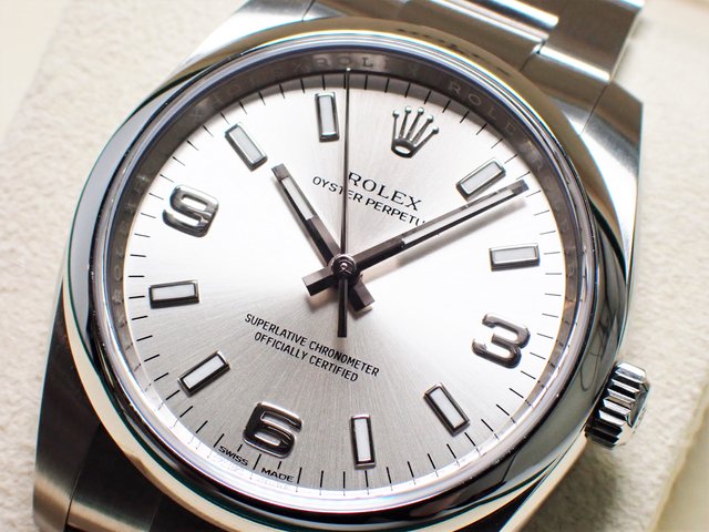 ロレックス ROLEX オイスターパーペチュアル 34 114200 シルバー/369アラビア文字盤 腕時計 メンズ - 腕時計(アナログ)